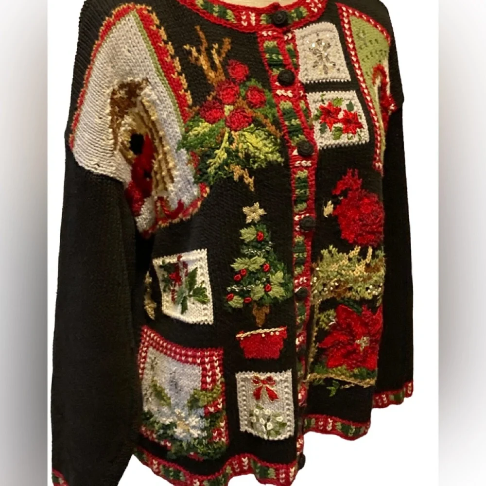 Tiara International Knit Cardinal Cardigan Sweater Large_5
